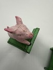 Cast Iron Pair Vintage Style Pink Country Pig Bookends Farm