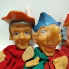 Vintage Rubber Head Hand Puppets Lot Of 5 King Queen Jester