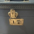 Vintage Train Case Blue Travel Suitcase Luggage Cosmetic Makeup With Contents