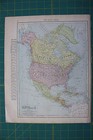 North America Vintage Original 1910 Rand Mcnally World Atlas Map