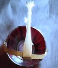 Vintage Anchor Hocking Paneled Royal Ruby Ice Bucket Orginal Tongs Near Mint