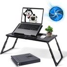 Laptop Desk For Bed - Foldable Lap Tray With Internal Usb Fans  Height   Angl   
