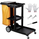 3-shelf Janitorial Cleaning Cart  200 Lbs Capacity  25 Gallon Pvc Bag  Yellow  