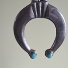 Native American Naja Squash Pendant Necklace With Turquoise Sterling Silver 59g