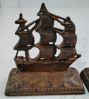 Vintage Cast Iron Old Ironsides Bookends  Pair Of Doorstops Nautical Ships