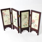 Vintage Miniature 4 Panel Chinese Room Divider Nature Scenes