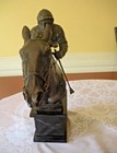 Vintage Delaware Park Jockey Riding Racehorse Statue - Horse Head bust