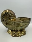 Vtg Lg Heavy Brass Nautilus Shell Planter Large Nautical Mcm