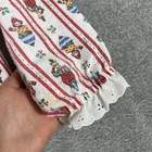 Vintage Lanz Salzburg Pajama Top Girls 8 White Clown Stripe Eyelet Lace
