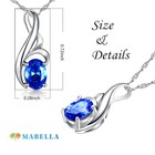 Women 925 Sterling Silver Pendant Necklace Simulated Sapphire Gifts For Her Girl