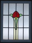 Midsize Old English Leaded Stained Glass Window Pretty Floral 19  X 25 3 4 
