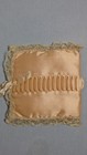 Antique Fold Over 5 x5  Peach Satin And Lace Handkerchief Holder Handmade 1940s