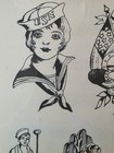 August Cap Coleman Traditional Vintage Tattoo Flash Production Sheet Sailor Usn