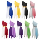 Girls Dance Dress One Shoulder Dress Tunic Metallic Dancewear Praise Dancing Us