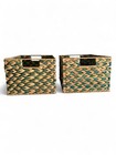 Set Of 2 Handwoven Seagrass Storage Baskets Handles Home Organization Decor