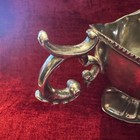 Vintage Gorgeous Silver Plate Gravy Boat  Ornate Handle  Beaded Edge 7 5 In Euc