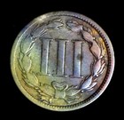 1867 Three Cent Nickel Piece Toning Free Shipping  b313 