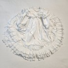Vintage Mini World Christening Gown Baptism Dress White Lace Pink Ribbon