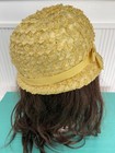 Lot Of 4 Vintage Women s Hats Millinery Union Made Yellow Straw Velvet Flowers  