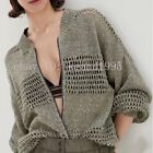 Brunello Cucinelli  Linen Knitted Women s Casual Jacket Long Sleeve Top Womens