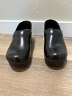 Dansko Clogs Womens 38 Narrow Professional Slip On Shoes Black Leather Wedge