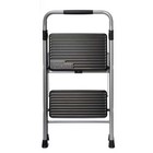 Hyper Tough Gray black 2-step Steel Large Platform foldable Step Stool 