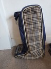 Kensington Roustabout Navy Tall Boot Bag Zipper Print Padded English