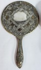 Silver Plate Vanity Set Mirror Brush Comb Ornate Floral Victorian Style