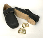 Colonial Buckle Shoes - Rough Out  Black Leather Shoes With Buckles - Size 11