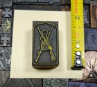 Antique Vtg Hunting Fishing Creel Gun Letterpress Print Type Ornament Cut Block