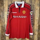 Manchester United 1999-00 Home Soccer Long Sleeve Jersey Beckham  7 Umbro