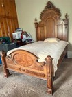Victorian Renaissance Antique Walnut 2 Pc Queen Size Bed Set Beautiful 