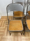 Vintage Folding Chair Set Clarin Metal Wood Seat Mid Century Modern Dining Lot 4