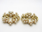Vintage Gold Tone Rhinestone Faux Pearl Shoe Clips Set Of 2  Pair