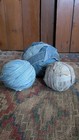 Antique Vintage Old Primitive 3 Blue Fabric Textile Rag Balls 5 5 