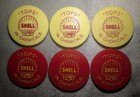 Vintage Shell Oil Company Plastic Caps Red   Yellow - Advertising Bottle Caps 