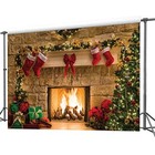  Christmas Photography Backdrops Child Christmas Fireplace Decoration 7x5ft