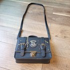 Harry Potter Hogwarts Satchel Crossbody Bag Black Gold Hardware Wizarding World