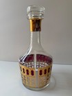 Vintage Retro Mcm 1960s Culver Cranberry Scroll 22k Gold Decanter W  Stopper