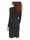 Calvin Klein Womens Black Back Split Hem Long Sleeve Knee Length Sheath Dress 8
