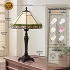 Table Lamp With Stained Glass Shade  Vintage Style Desk Lamp  Mid Century Modern
