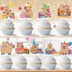 Capybara Cupcake Toppers 18pcs Funny Capy Birthday Picks Animal Theme Cake