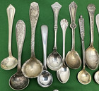 24 Pc Antique To Vintage Mix Of Small Silverplated  Spoons Dippers Ladles