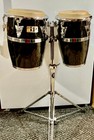Rare 1980 s  Lp  Conga Set - 8    11-3 4  Fiberglass - Black With Lp Stand