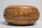 Vintage Hawaii Souvenir Bowl Carved Monkeypod Wood Planter Kahana Traders Tiki