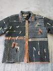 Vintage Western Cowboy Jacket Womens Medium Black Aztec Indian Rodeo Fringe Coat