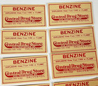 10 Medicine Bottle Labels Benzine Central Drug Store Galveston Texas Vintage