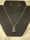 Vintage Navajo Sterling Silver Multi Stone Mosaic Necklace Pendant Signed 18   