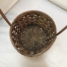 Woven Wood Basket Small Brown Round Handle Rustic Decor Farmhouse Cottagecore