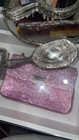 Vintage Vanity Set Silver Plate 5 Piece Hand Mirror Brush Comb  heavy     5320